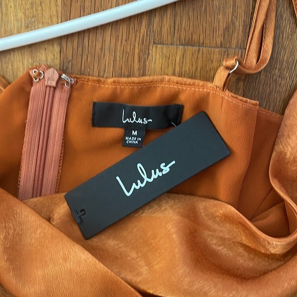 Lulus Constantine Rust Orange Satin Maxi Dress, Medium - Picture 6 of 10